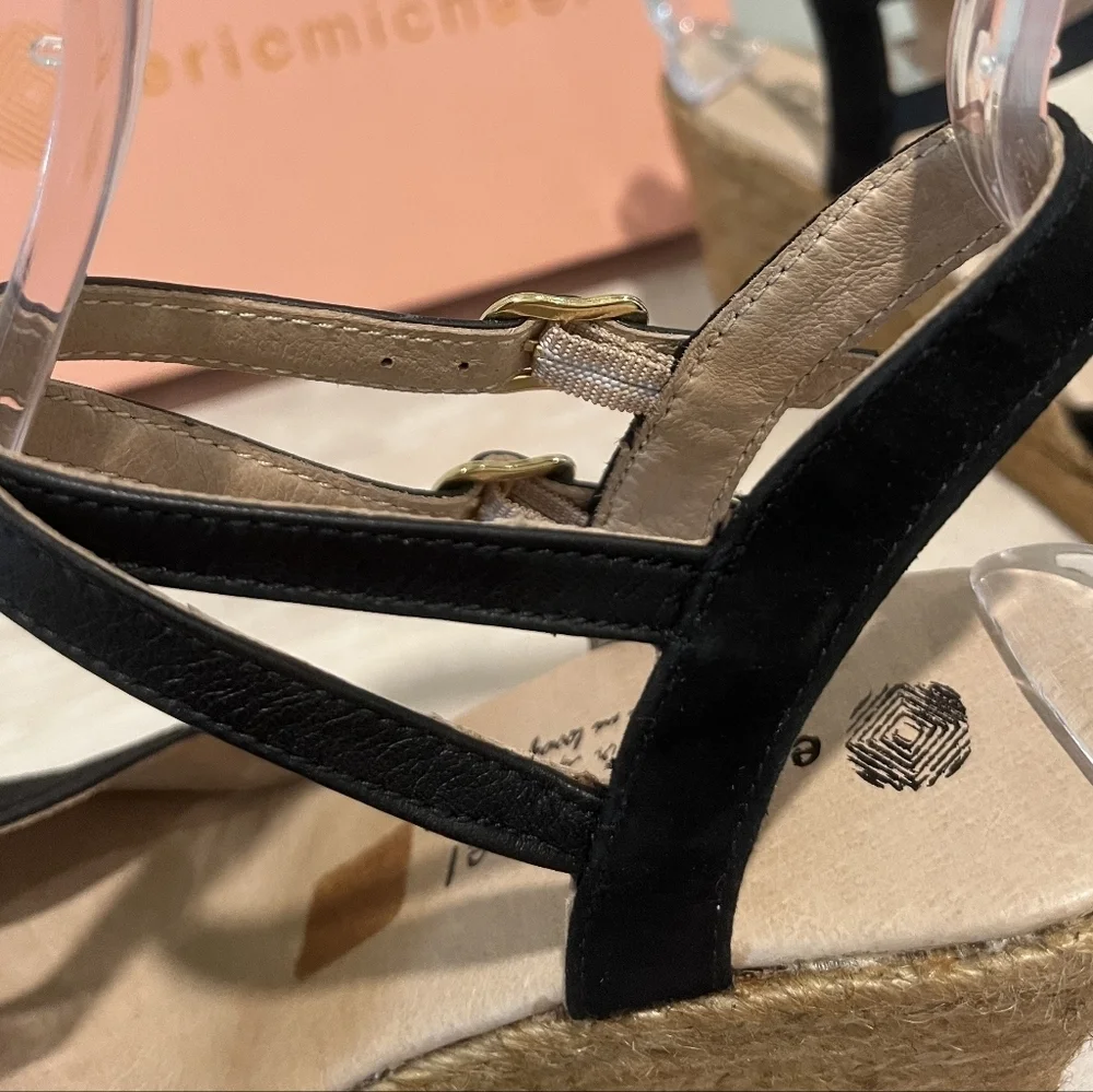 Eric Michael Gina Black‎ Leather Wedge Sandals. Size EU 41.  US 10.5
